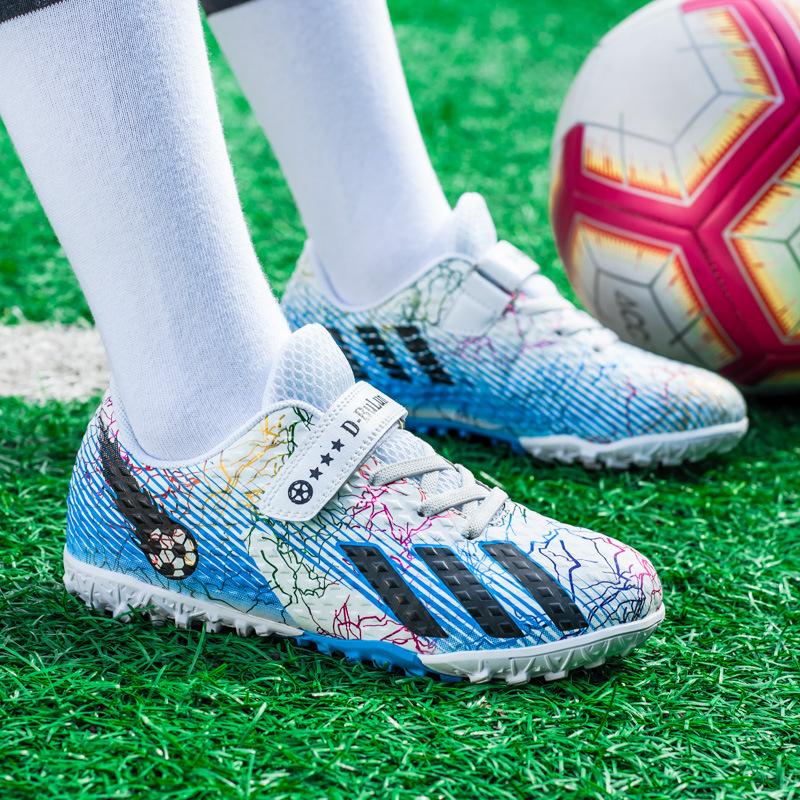 Children'S Football Shoes Tf Broken Nails Velcro Mandarin Duck Boys And Girls Teenagers Students Leather Foot Training Shoes