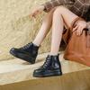 7.5cm Microfiber Ankle Booties Chimney Shoes Genuine Leather Boots Women Autumn Motorcycle Spring Ladies Fashion Moccasins