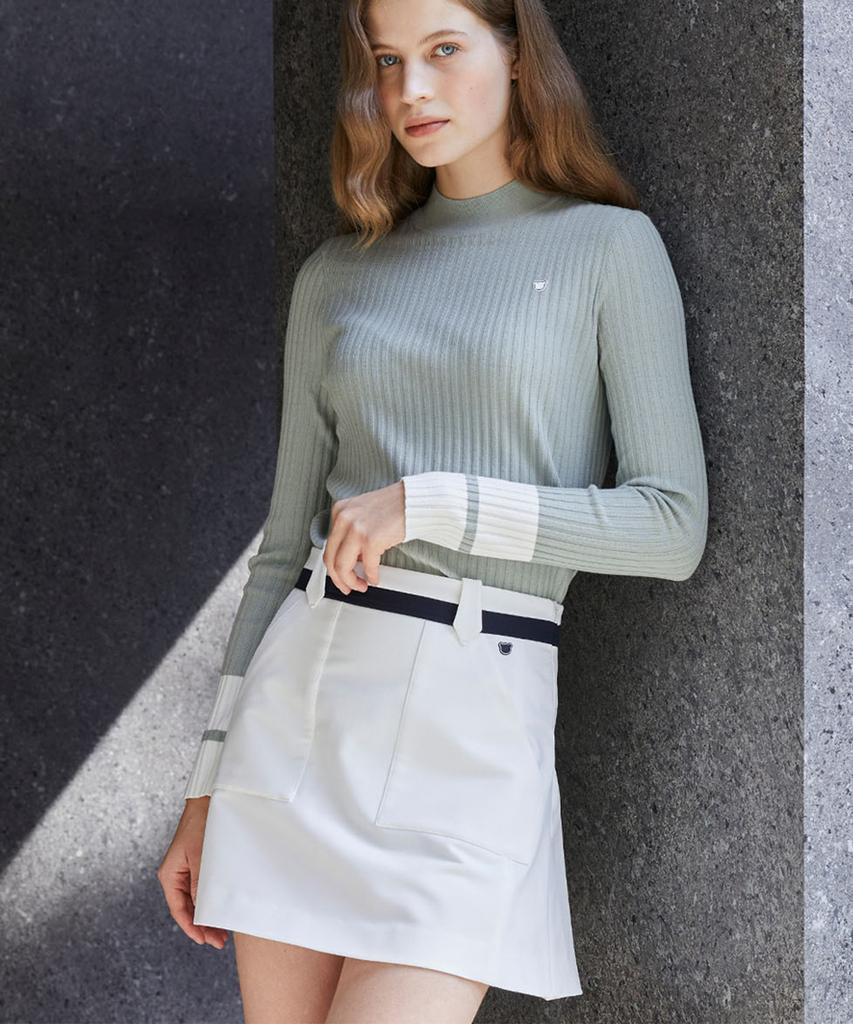 A Ben Front Pocket A-Line Skirt White