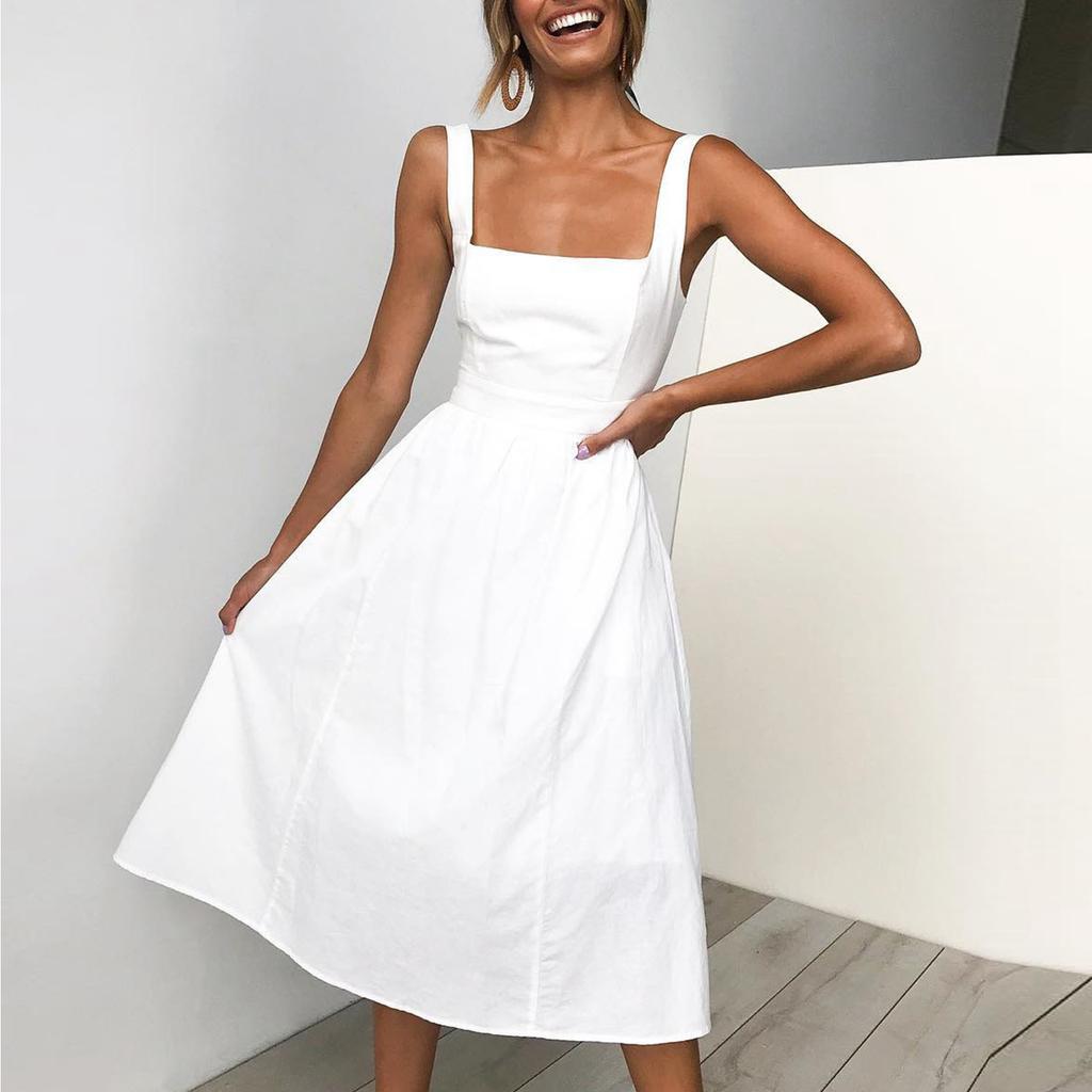 Женское винтажное однотонное платье миди без рукавов, платье принцессы