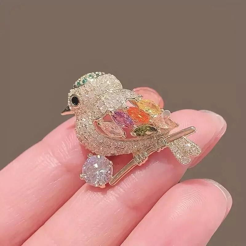 Shiny Rhinestone Cute Bird Corsage Brooch Pins Decorated Clothing Lapel Pin Women Magpie Jewelry