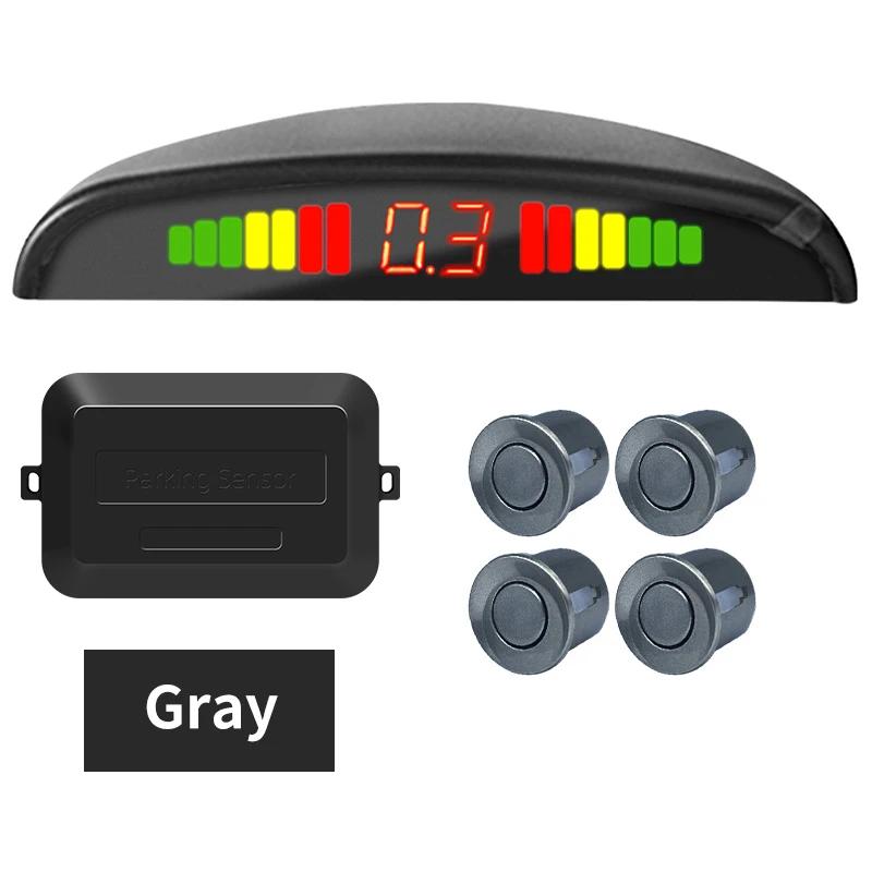 Kmind Car Rear Parking Sensor Kit System 4 Reversing Radar Sensors 12V 22mm Reverse Monitor LED ScreenSound Alert Indicator