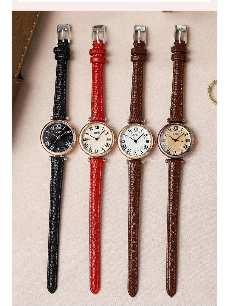 Gedi Retro Women's Waterproof Quartz Watch - Small Dial, Leather Strap, Ideal for Students