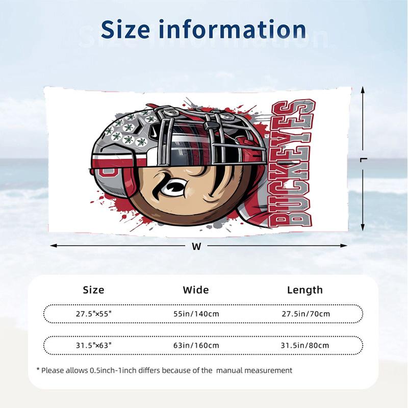 Ohio State Buckeyes (14) Theme Beach Towel Sand Resistant Soft And Comfortable Suitable For The Pool Camping Yoga And Diving A Travel Essential