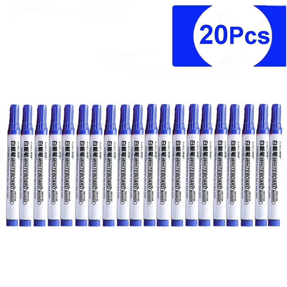 New 50-5pcs Erasable Whiteboard Marker Pen Teaching Chalk Tool Blackboard Marker for Office School Art Stationery Black/Red/Blue