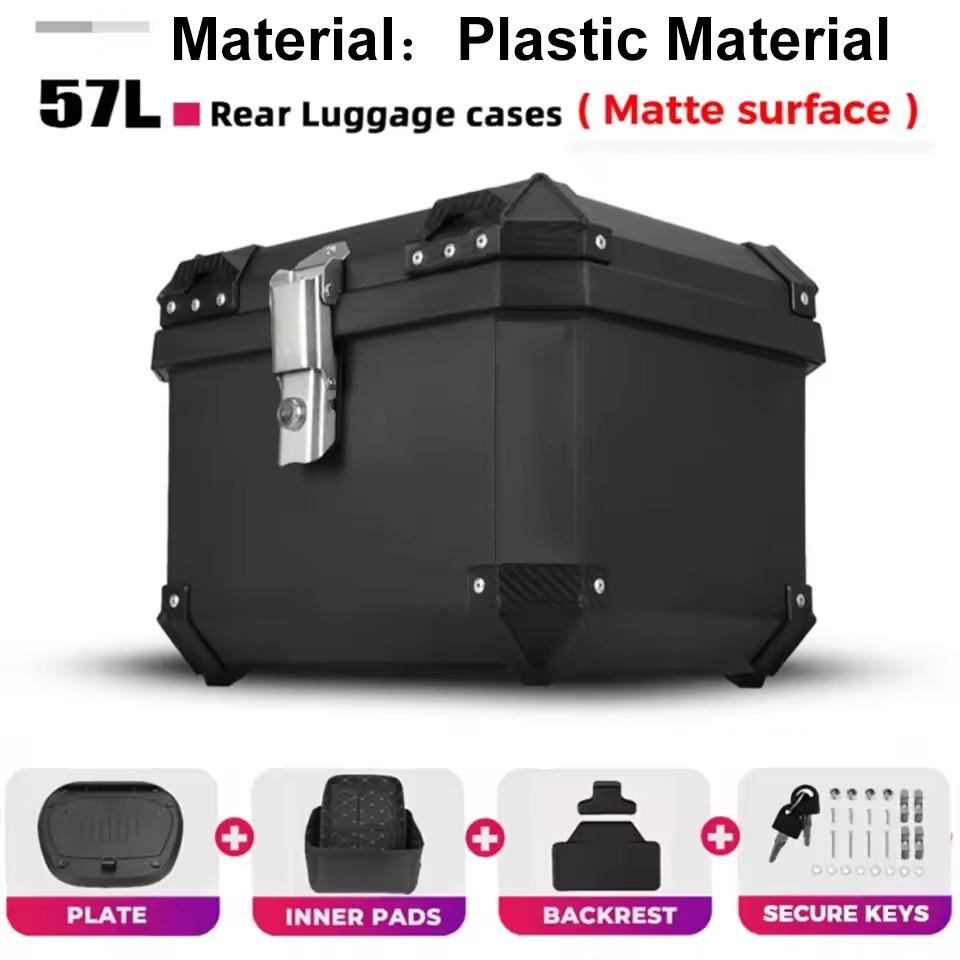 45L 57L Universal Plastics Motorcycle Tail Box Top Case Lockable Luggage Top Helmet Waterproof Shock Absorption Storage Carrier