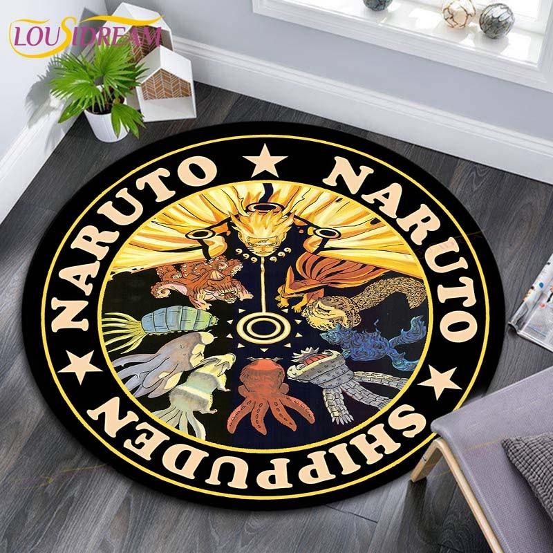 Круглые коврики с рисунком Наруто, геометрические противоскользящие напольные коврики для гостиной, декор для комнаты, домашние коврики, коврик для игр в стиле Наруто, детский коврик