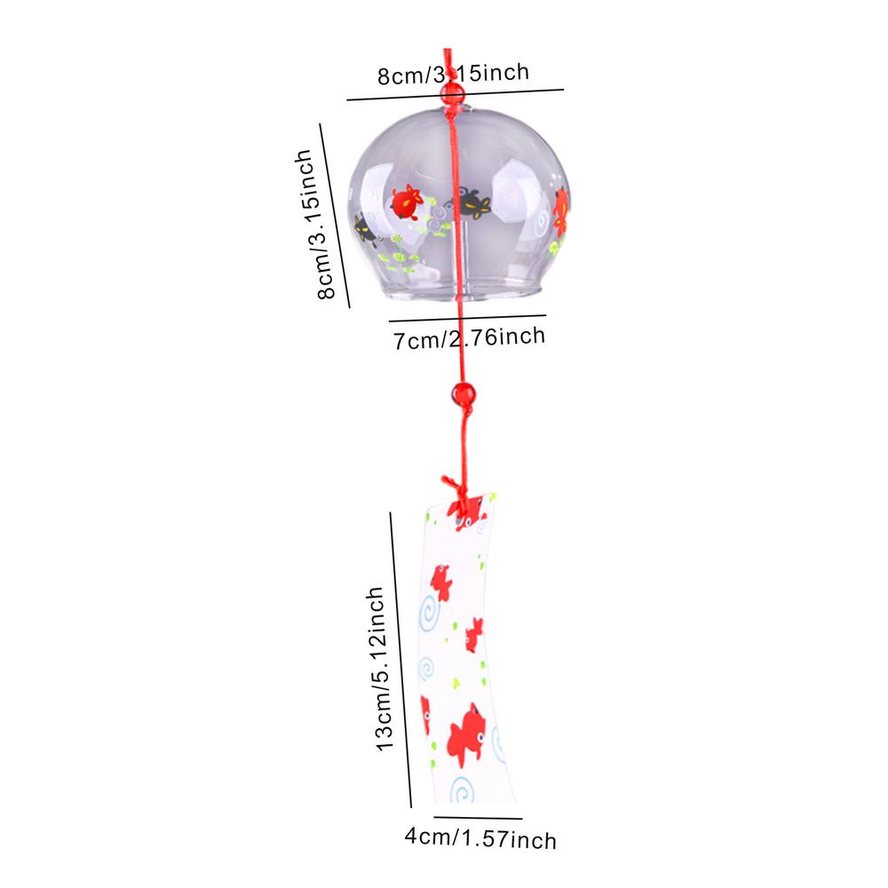 Стеклянные колокольчики в японском стиле, подвесные колокольчики в виде ветряных колокольчиков для домашнего декора с рисунком в виде цветущей сакуры, подвесные колокольчики в виде ветряных колокольчиков