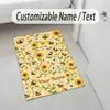 Bee Floral Theme Soft Crystal Velvet Rug Custom Name & Text Print Non Slip Floor Rug for Bedroom Living Room