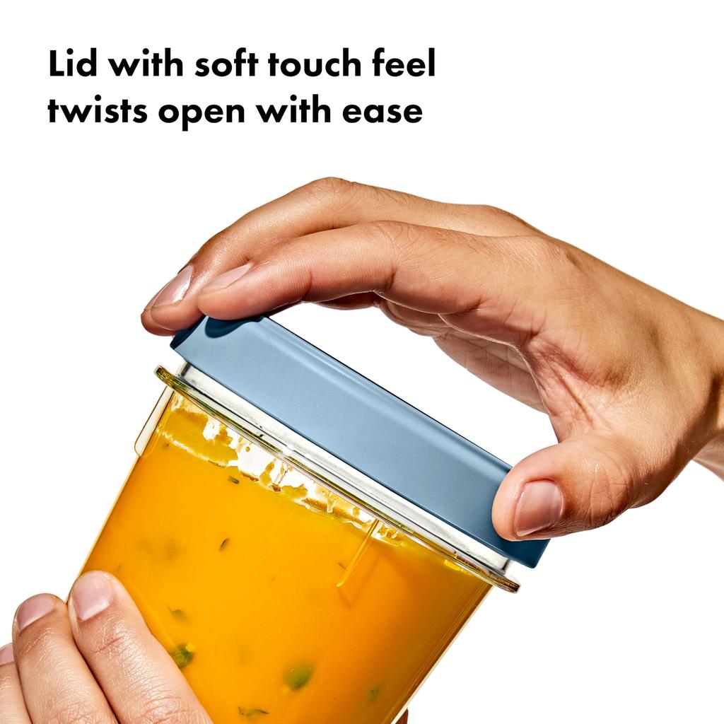 OXO Twist Stack and Freezer for Food Storage and Meal with Containers, 2-Piece Set, 592ml, Microwave, Dishwasher, Safe, Prep, Gaskets, Stackable.
