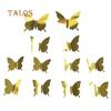 Talos 12Pcs/Set Mirror PVC Butterfly 3D Single Layer Wall Art Sticker Removable Home Decor