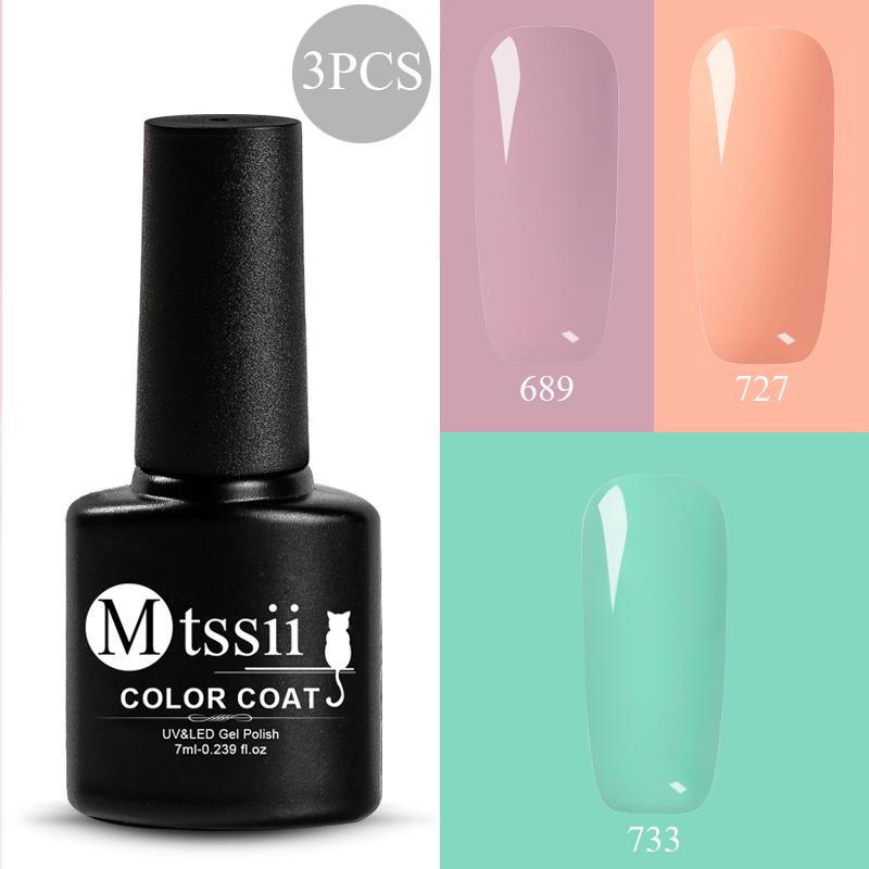 Mtssii 7ml Semi Permanent 3D Soak Off UV Gel Polish Set for Manicure Hybrid Nail Art Decoration