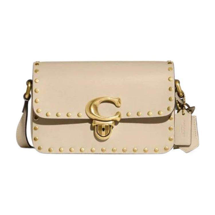 Coach Сумка через плечо Studio 19 с клапаном-защелкой и заклепками Женская сумка через плечо Цвет: Слоновая кость CC384-B4IY