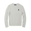 Baoluo Original Little Horse Men's Sweater - Autumn/Winter Cable Knit, Round Neck, Embroidered, Pure Cotton Knitwear