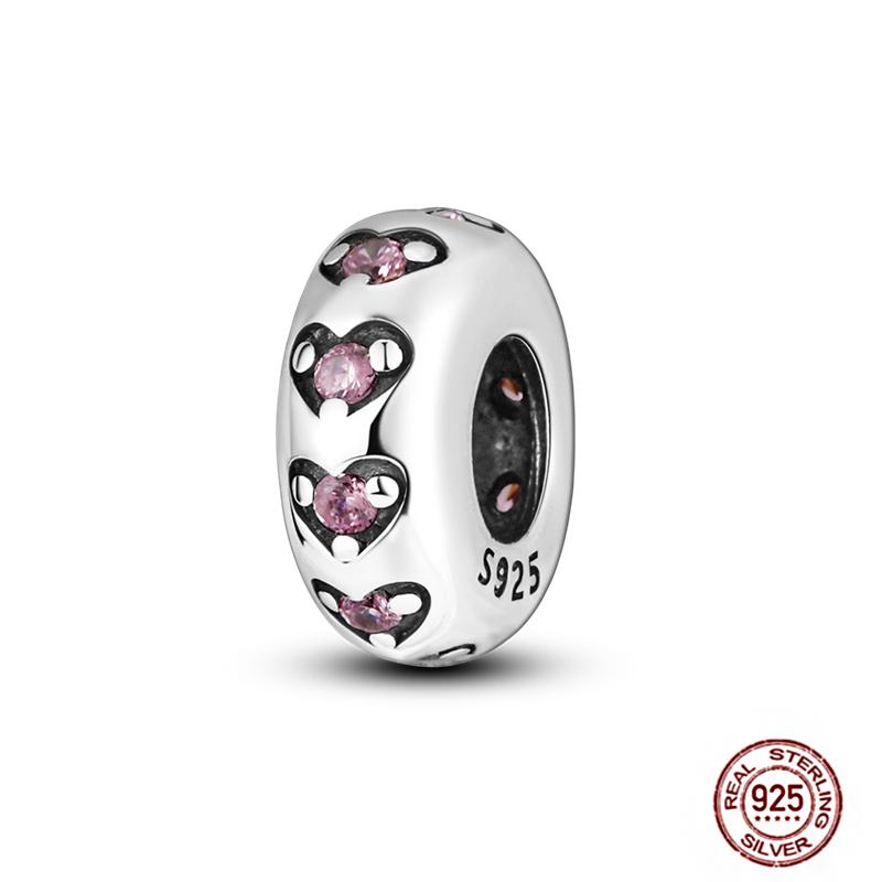 Round 925 Copper Clasp Pave Clip Charms Blue Star Moon Butterfly Slide Safety Chains Spacer Beads Fits Original Bracelet Zircon