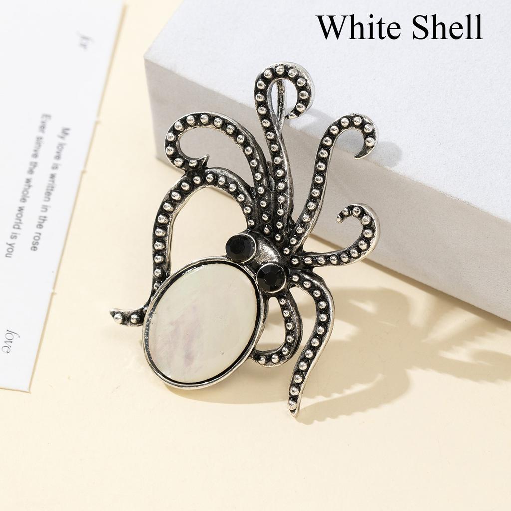 1 шт. Летние броши в виде осьминога из натурального камня в стиле океана, хрустальная брошь с аметистом, агатом, нефритом и драгоценным камнем для унисекс-ювелирных изделий на день рождения в подарок