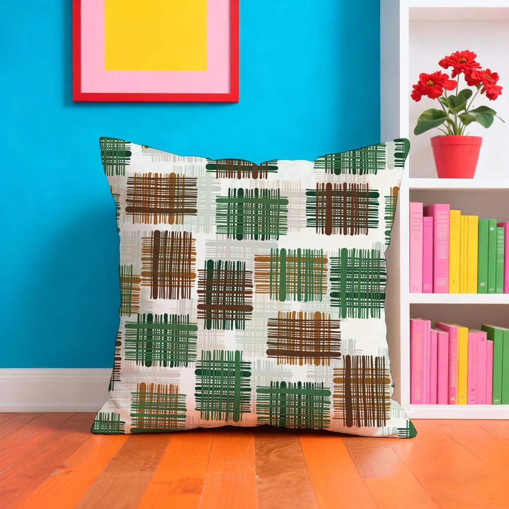 Colorful Patchwork Pattern Pillow Case Pillow Case Plush Fabric Soft Double Sided Print Home Sofa High Quality Cushion