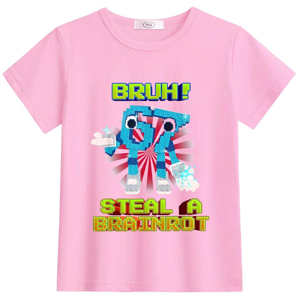 Available: StealABrainrot Kids' Summer Round-Neck Light Short Sleeve T-shirt 63301
