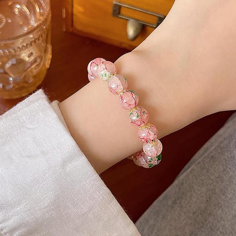 Милый Браслет с Сакурой для Женщин Девушек Изысканный Элегантный Браслет из Бусин Вечерние Ювелирные Аксессуары Подарки CDN