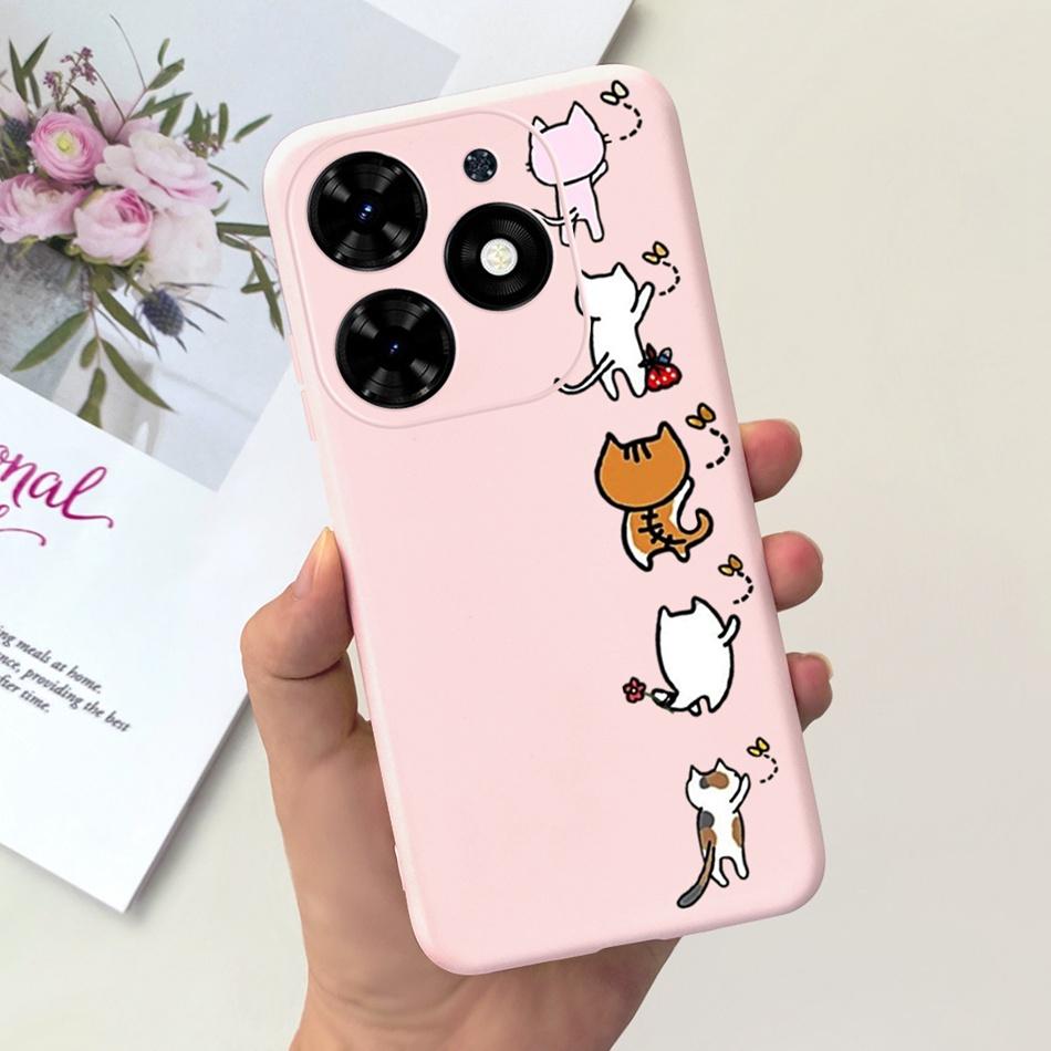 Чехол для Tecno Spark Go 2024 Милый Цветочный Узор Сердечки Конфетный Цвет Мягкий Силикон Тонкая Задняя Крышка Телефона Для Spark Go (2024) BG6