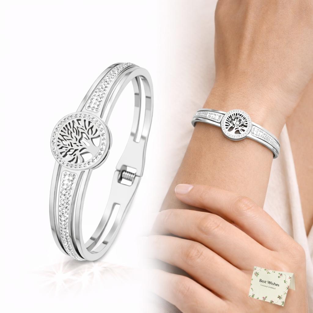 WOMEN' SILVER BRACELET Zircons TREE OF HAPPINESS As a Gift for Women
