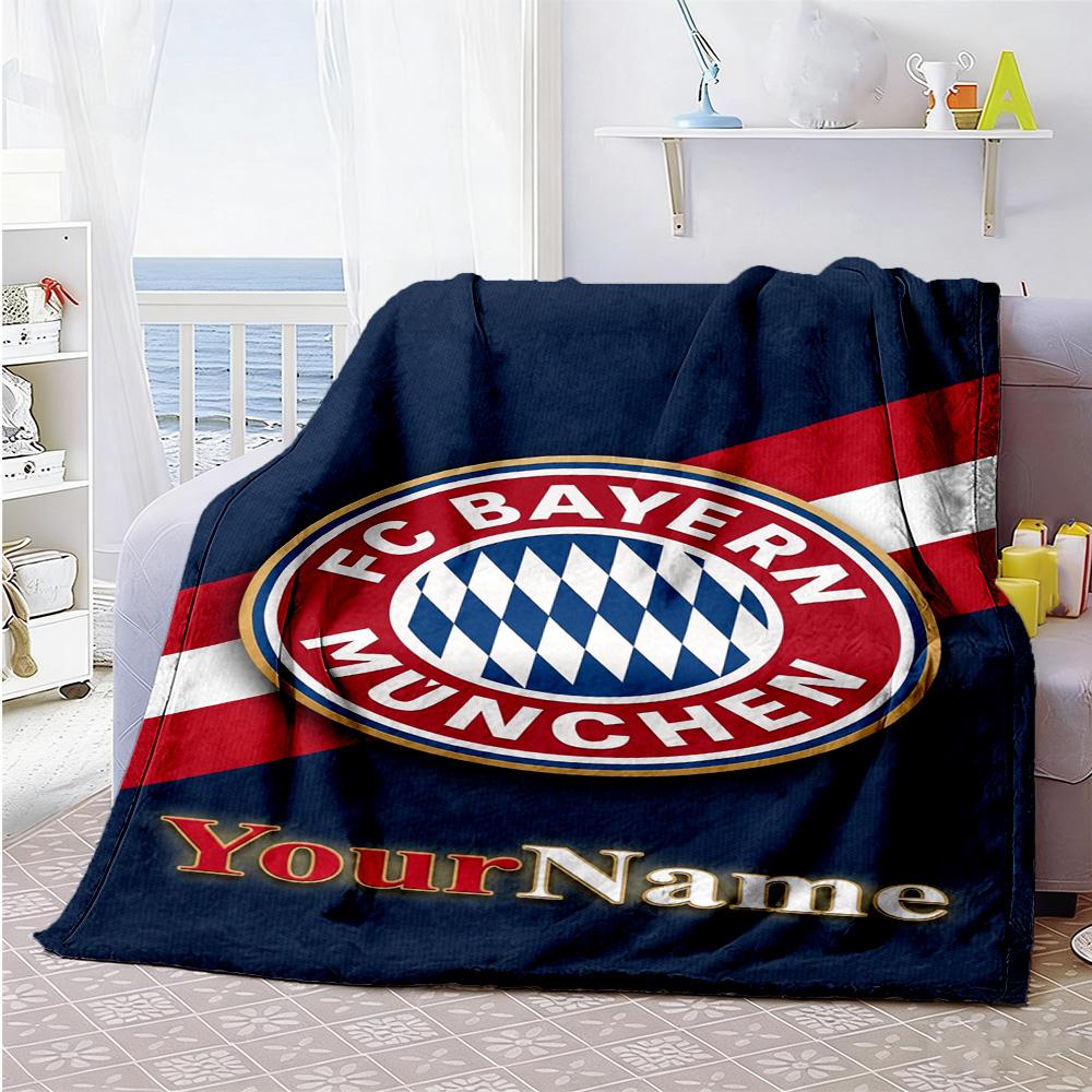 Fc Bayern München 2 Personalized Text Blanket Gift Customizable Blanket Durable Comfort Perfect for Office Bedding Bed Seaside All-Season Use