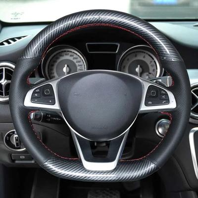 Для Mercedes-Benz C200 C250 C300 B250 B260 A200 A250 Sport CLA220 Черная углеродная fiber Кожаная накладка на руль автомобиля