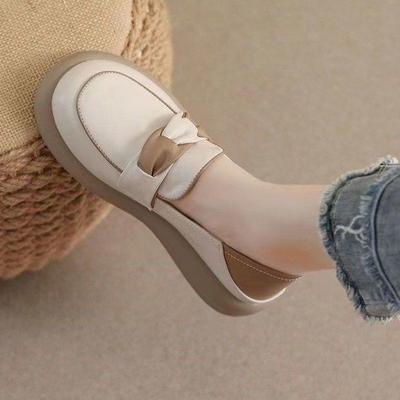 Повседневная маленькая кожаная обувь для беременных женщин, женская весна 2025, новая универсальная обувь Doudou на мягкой подошве, на плоской подошве