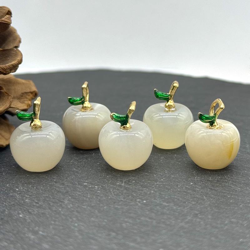 Подвеска Яблоко Натуральный Камень Кристалл Агат Аметист Розовый Кварц DIY Ожерелье Серьги Аксессуары
