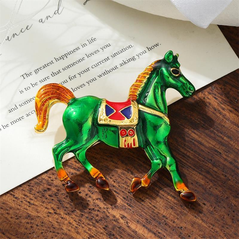 Винтажная эмалевая брошь из сплава «Скачущая боевая лошадь», зодиакальная пони, женская/мужская, модные аксессуары для одежды, лацканный значок для костюма, корсаж, подарки