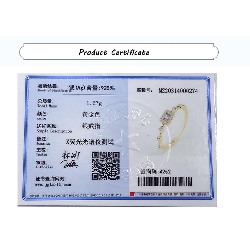 Classic 18K Gold Baguette Small Diamonds Couple Ring For Women Gemstone Genuine Sterling Silver Bridal Gift Jewelry