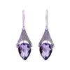 Серьга из фиолетового аметиста из стерлингового серебра 925 пробы V9641, Фиолетовая серьга, Серьга-груша, Подарок на День святого Валентина, Подарок для нее, Подарок на день рождения, Ювелирное изделие ручной работы, S