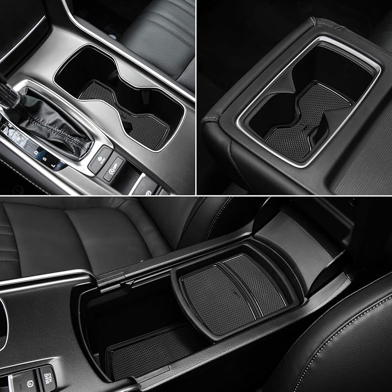 Auovo 17Pcs Anti-Dust Mats For Honda Accord Accessories 2018 Interior Car Cup Holder Erts,Center Console Liner,Door Pocket Liner Mat(Black)