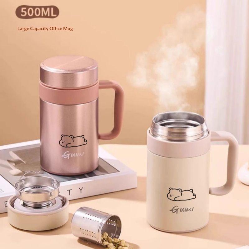 Термокружка Gianxi Женская офисная чашка для чая 316 нержавеющая сталь большая вместимость мужская с ручкой чашка для воды