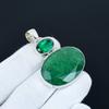 Антикварный кулон с изумрудом, Ювелирные изделия из стерлингового серебра 925 пробы, Серебряный кулон, Ювелирные изделия для повседневной носки, Кулон для ожерелья для подарков на день рождения
