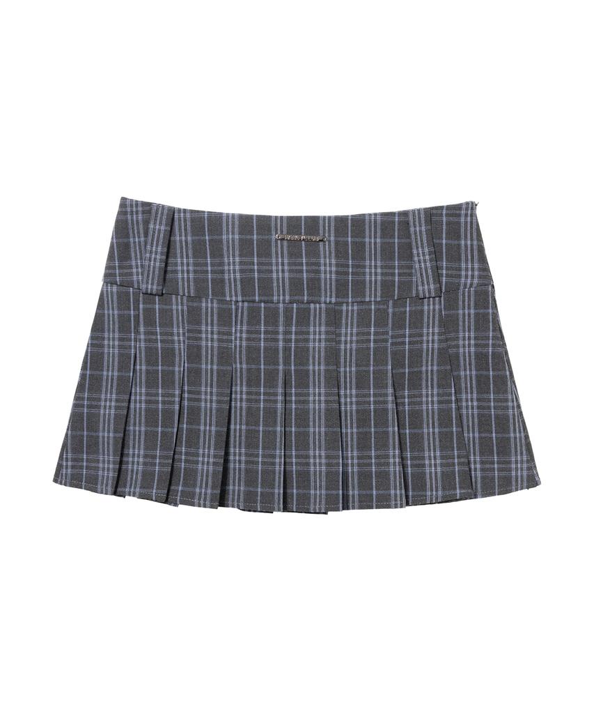 Fancy Club Check Pleated Wrap Skirt (Charcoal) F26Qd159
