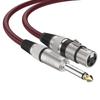 XLR гнездо - кабель TS 1/4 дюйма, 7,6 м (2 куска), Микрофонный кабель UGOMI с нейлоновой оплеткой, микрофонный кабель TS 6,35 мм моно несимметричный (Кабель TS-XLR)