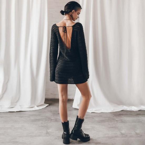 Вязаный крючком купальник. Пляжный купальный костюм. Купальники. Бикини. Накидка с вырезом. Длинные рукава и открытая спина.