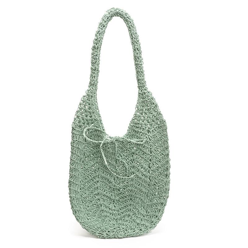 Hollow Woven Tote Bag For Women Summer Beach Casual Shoulder Purse With Flap Closure For Daily Use