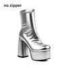 Short Stretch Boots for Women Super Thick High Heel Gold Shoes Silver Chunky Platform Winter Sexy Women Boots