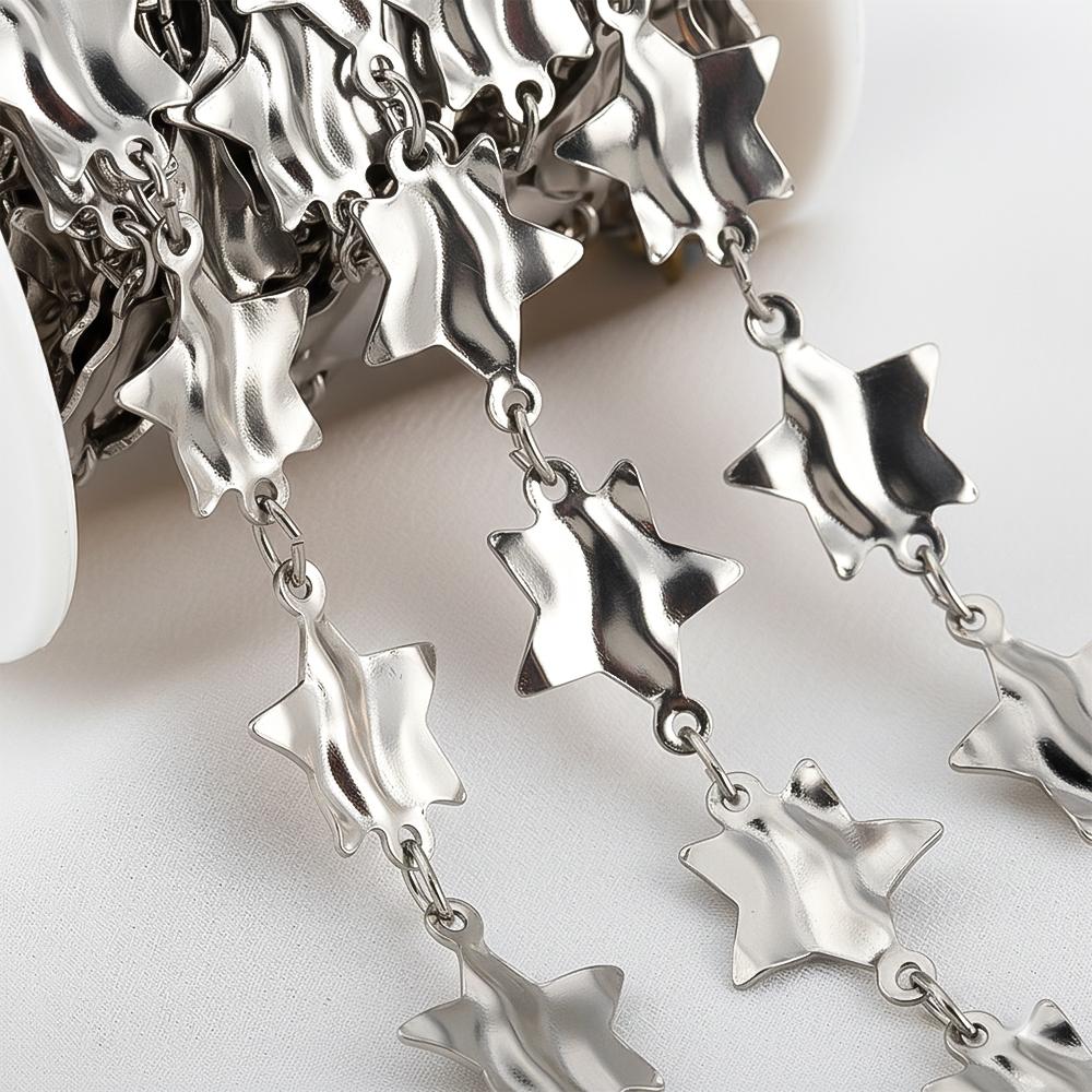 1Meter Stainless Steel 15.5x20mm Star Chains for Jewelry Making Pentagram Link Chain DIY Necklaces Bracelets Component Wholesale