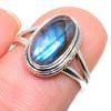 Natural Labradorite Gemstone Handmade 925 Solid Sterling Silver Ring Size 6 R0r79