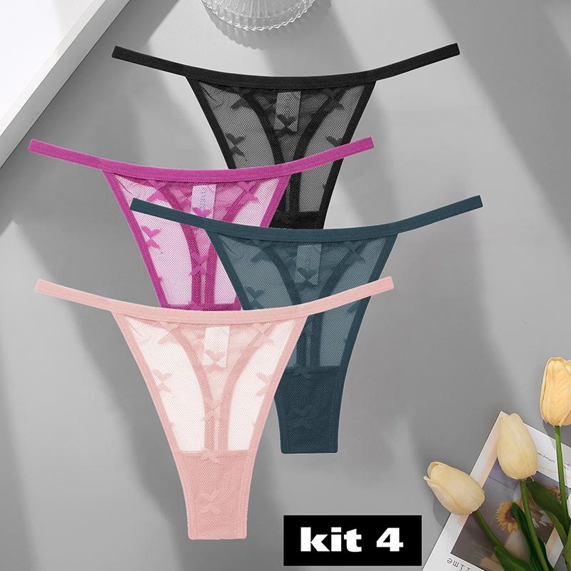 Комплект из 7 кружевных трусиков-стрингов, женские трусики-стринги с цветочным принтом, S-XL, женское нижнее белье для девочек, прозрачное нижнее белье