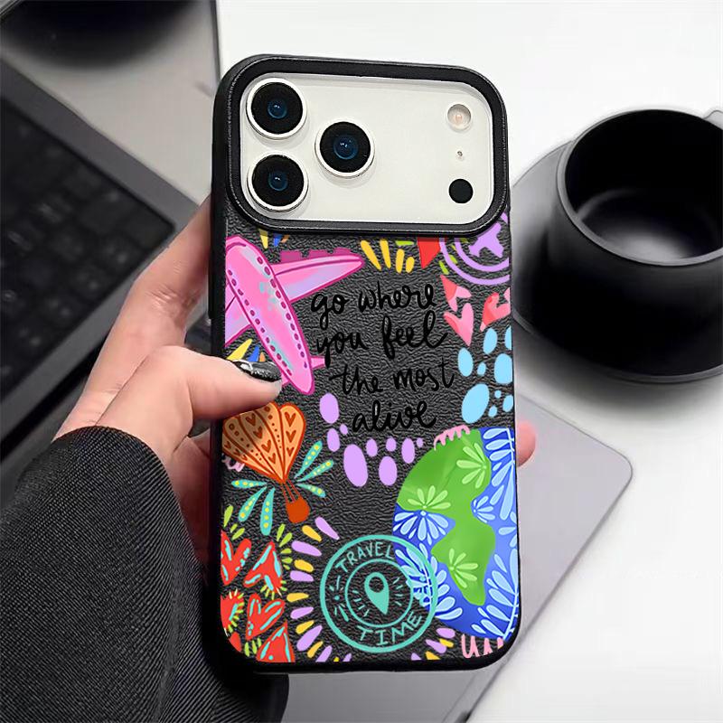 Чехол с мультяшным узором Огненный Шар для iPhone 17 Pro Max iPhone 16 Pro Max 15 14 13 12 11 16E Air Люксовая Силиконовая Крышка с Текстурой Кожи