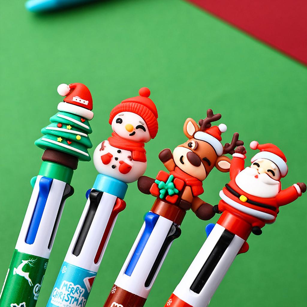 10 шт. Рождественская разноцветная шариковая ручка 4 цвета в 1 шариковая ручка выдвижная многоцветная ручка для студентов заметки