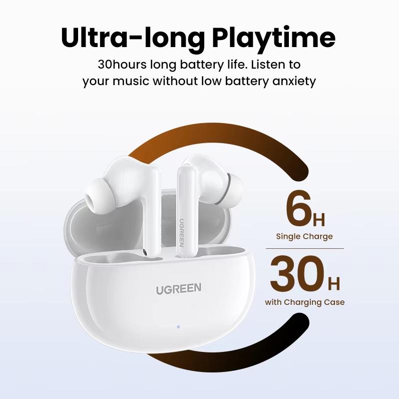 Ugreen Bluetooth-наушники HiTune T6s - Шумоподавление 52 дБ Внутриканальная конструкция Совместимы с Apple, Huawei, Xiaomi WS205