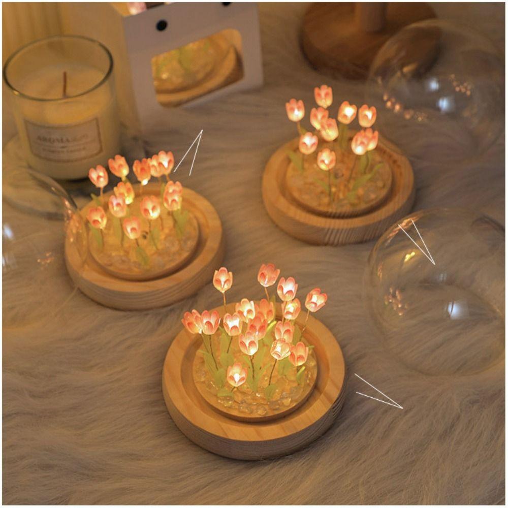 Day Gift Home Ornament Artificial Flower Luminous Table Lamp Bedside Sleep Lights Tulip Night Light