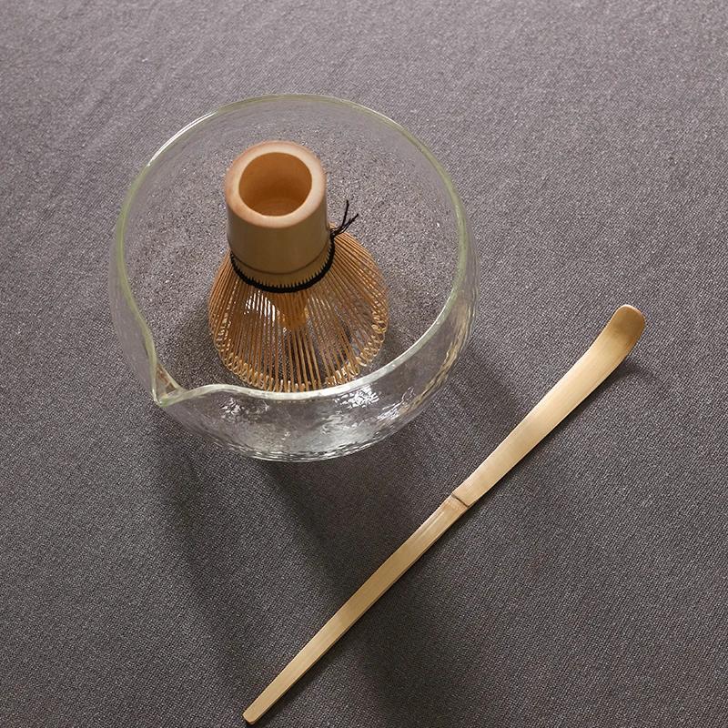1-3 Чаша для матча из текстурированного стекла с носиком для наливания - Ручной работы в японском стиле, чаван для чайной церемонии, 400 мл, Аксессуары для чайного набора