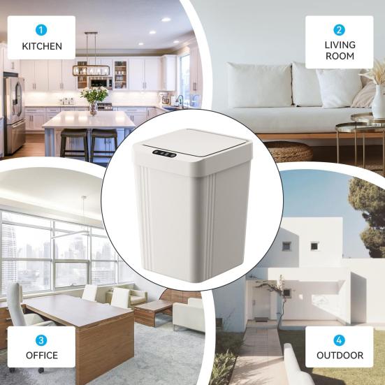 Интеллектуальная бесконтактная мусорная корзина с крышкой, большая емкость 13 л, быстрое реагирование, полностью закрытый автоматический сенсорный мусорный бак