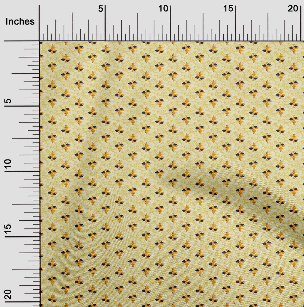 oneOone Cotton Flex Dark Peach Orange Fabric Leaves & Floral Block Sewing Craft Projects Fabric Prints By Yard 40 Inch